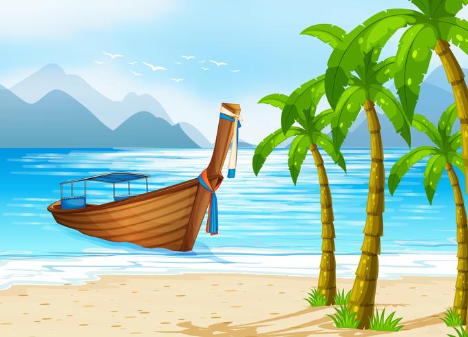 Beach and boat vector