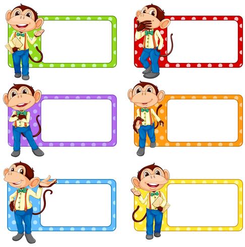 Label design with monkey in human suit vector