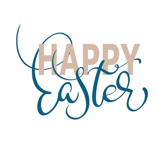 Happy Easter words on white background frame. Calligraphy lettering Vector illustration EPS10