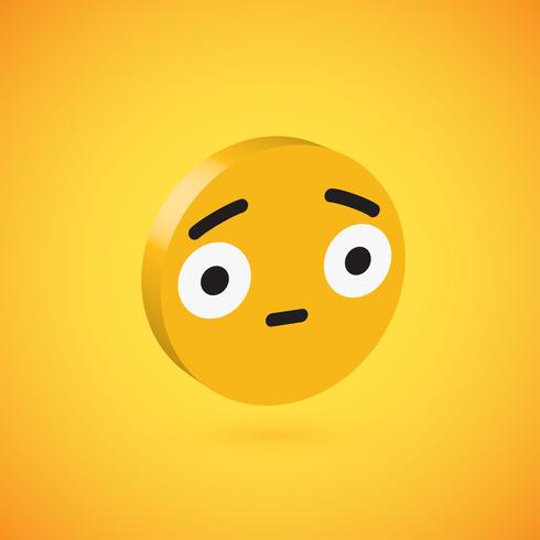 Yellow high detailed 3D disc emoticon, vector illustration