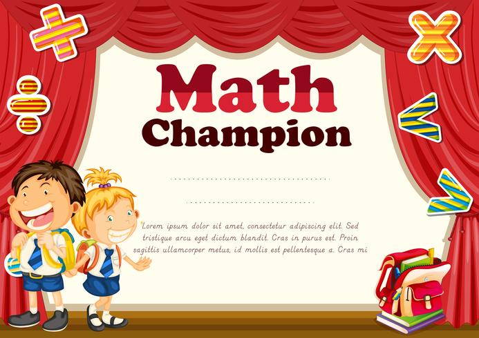 Certificate with children in uniform background vector