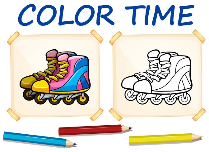 Plantilla para colorear con patines vector