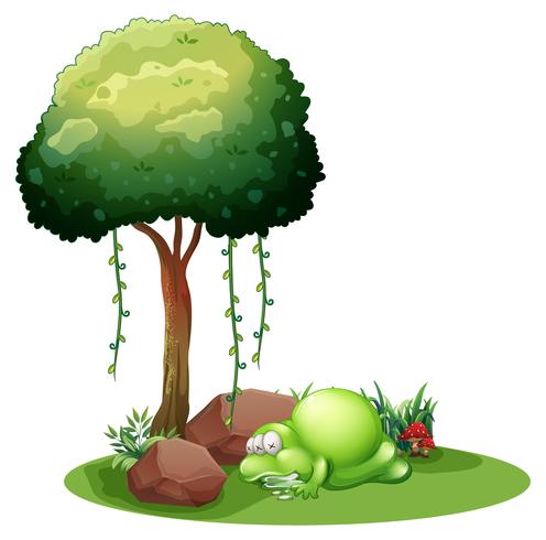 A monster sleeping under the tree vector