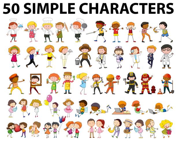 Fifty different type of people vector