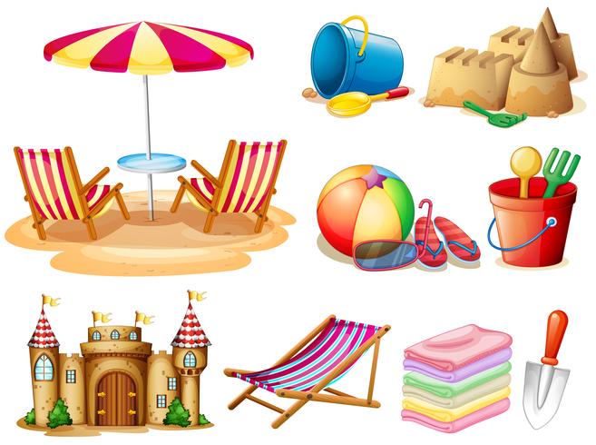 Beach set with seat and toys vector