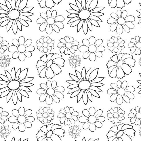 Seamless flowers in draft vector