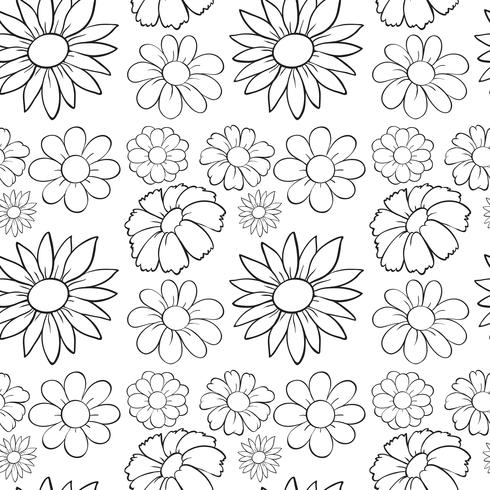 Seamless flowers in draft vector