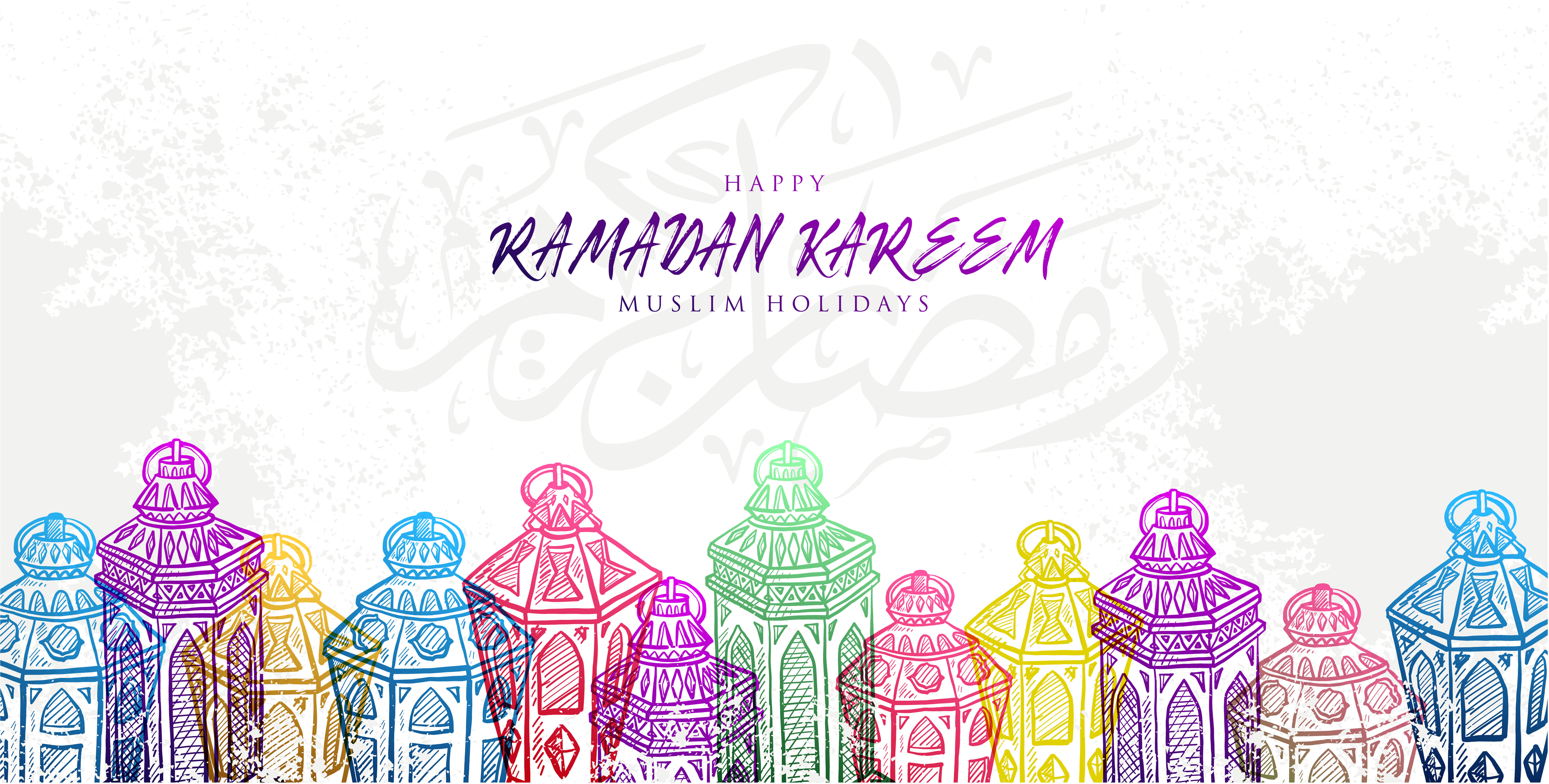 Vector Illustration Sketch of Hand drawn Ramadan Kareem ...
