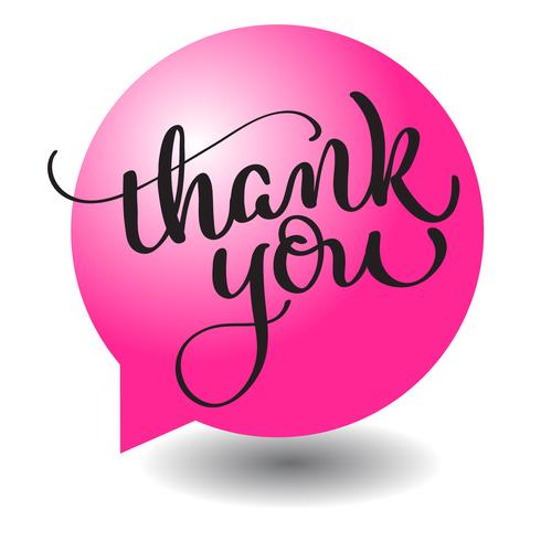 Thank you text with round red ball frame on background. Hand drawn Calligraphy lettering Vector illustration EPS10