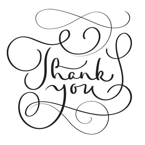 Hand drawn Vector Thank you text on white background. Calligraphy lettering illustration EPS10