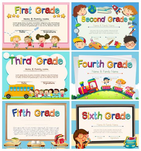 Certificados para niños en primaria. vector