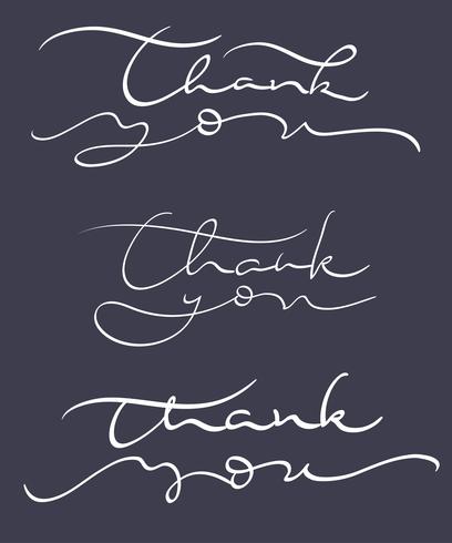 set of Thank you text on dark background. Calligraphy lettering Vector illustration EPS10