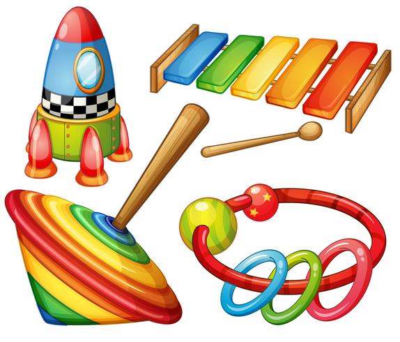 Colorful wooden toys set vector