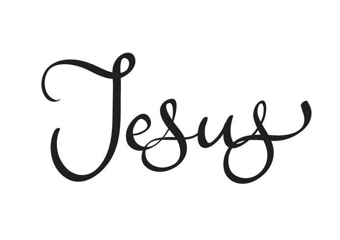 Jesus text on white background. Calligraphy lettering Vector illustration EPS10