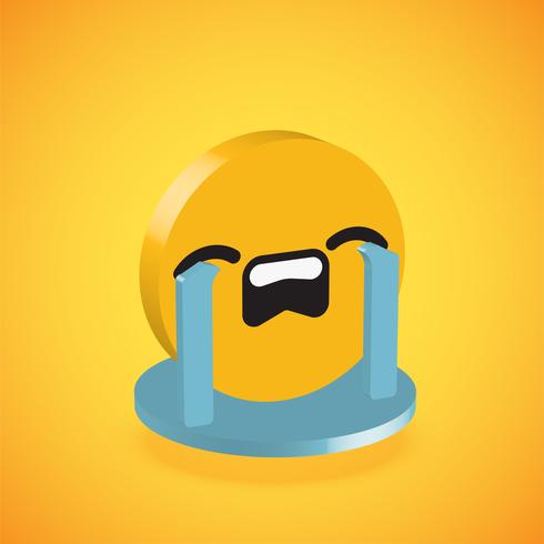 Emoticon de disco 3D alto detallado amarillo, ilustración vectorial vector