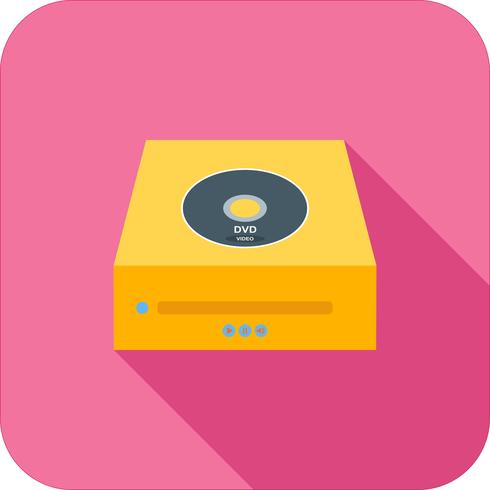 Dvd PLayer Flat Long Shadow Icon vector