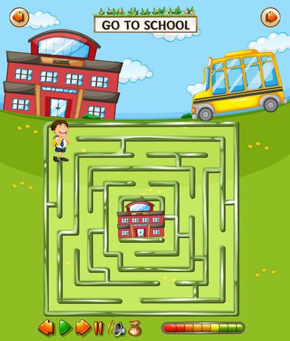 School maze game template vector