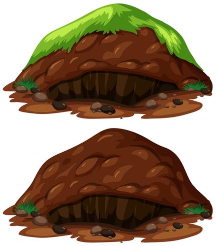 Set of dirt mounds vector