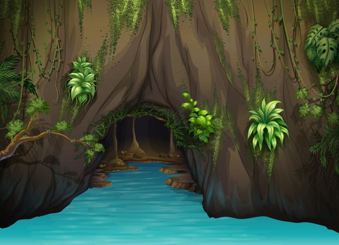 A cave and water vector