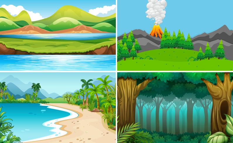 Set of nature landscape vector