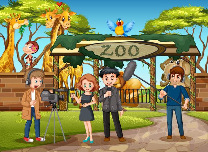 An outdoor interview at zoo vector