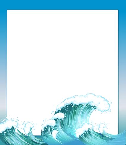 An empty paper template with waves at the bottom vector