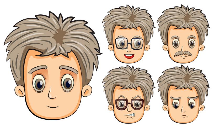 Man with different facial expressions vector