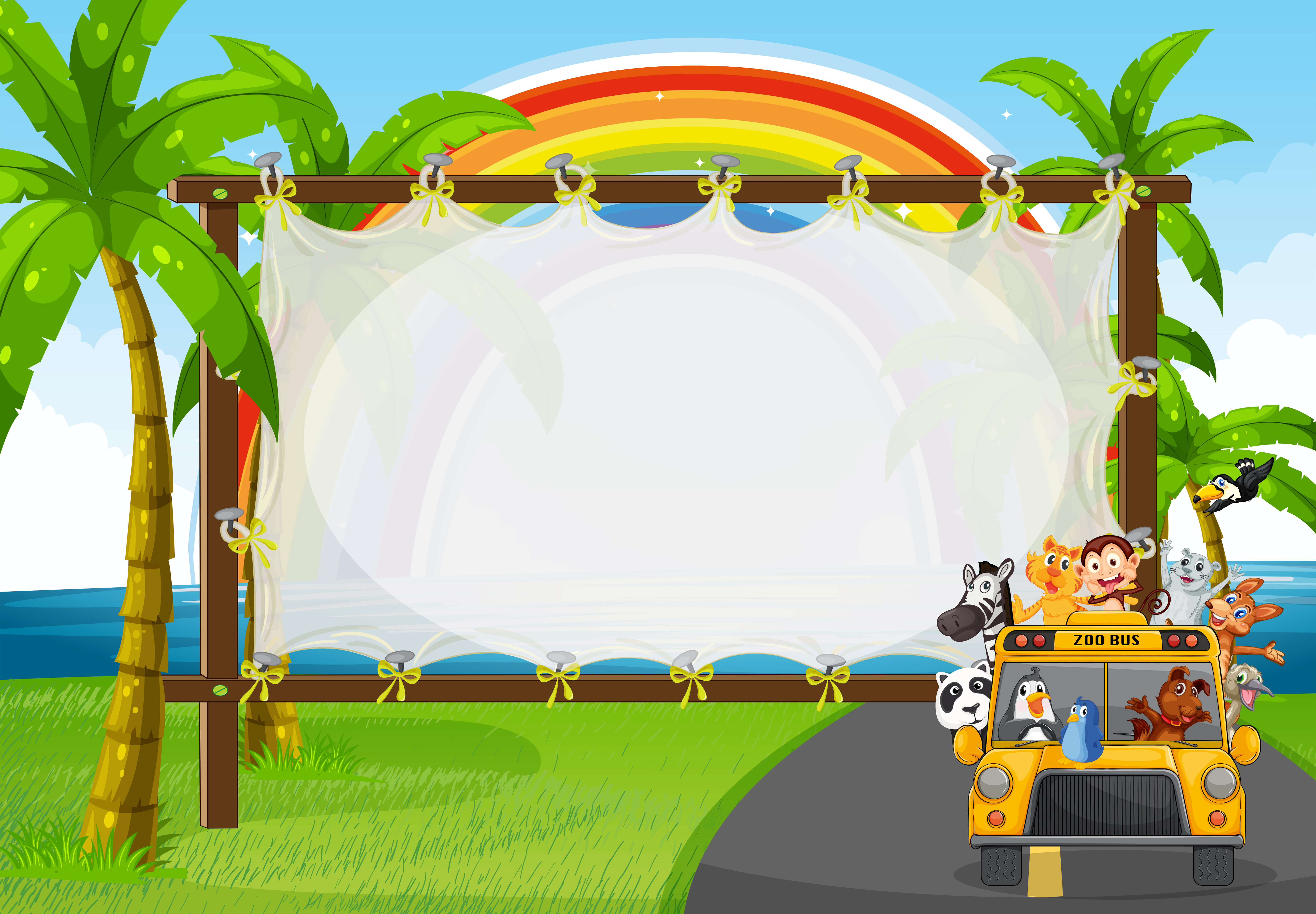 Frame design with animals on zoo bus 417711 Vector Art at Vecteezy