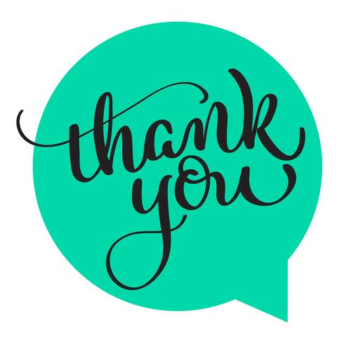 text thank you on green background. Calligraphy lettering Vector illustration EPS10