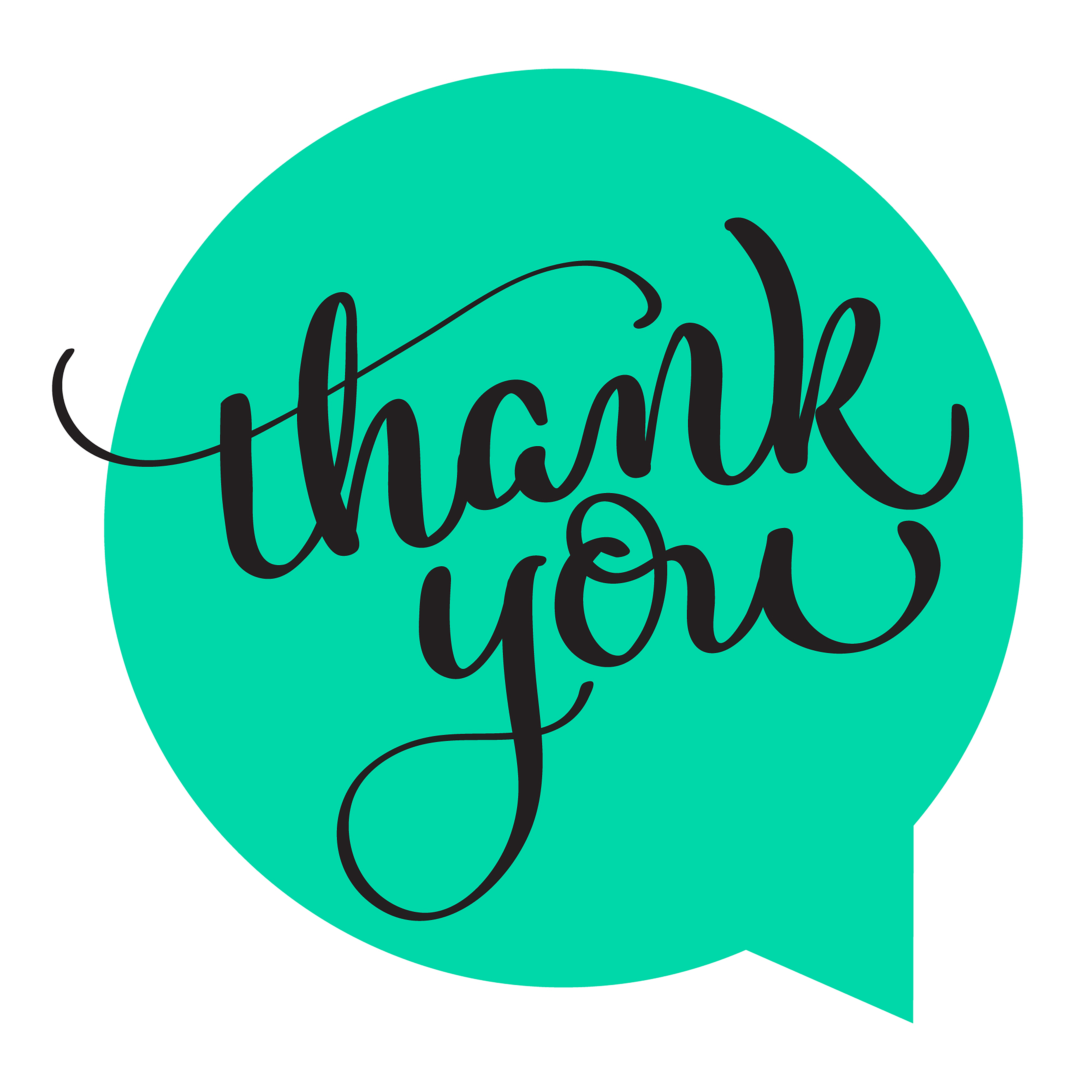 Text Thank You On Green Background Calligraphy Lettering Vector