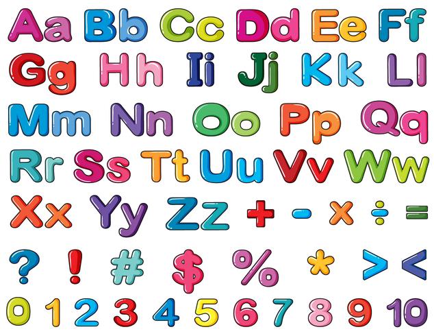 Alphabets and numbers vector