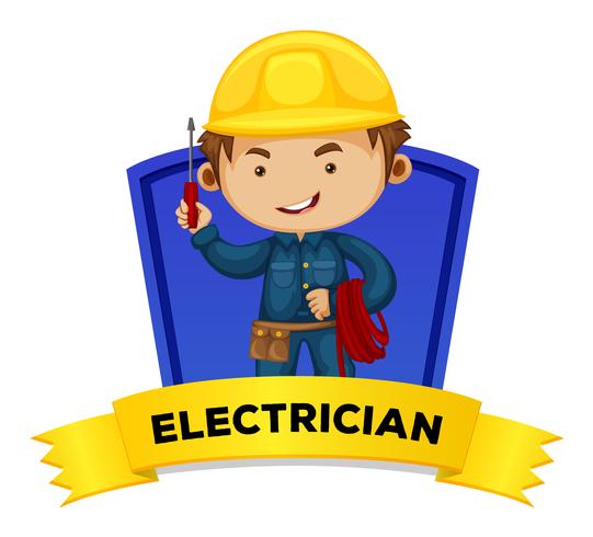 Occupation wordcard with word electrician vector