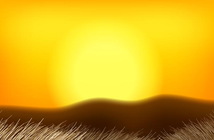 Un paisaje anaranjado al atardecer. vector