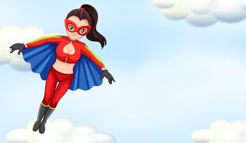 Mujer superhéroe volando en el cielo vector