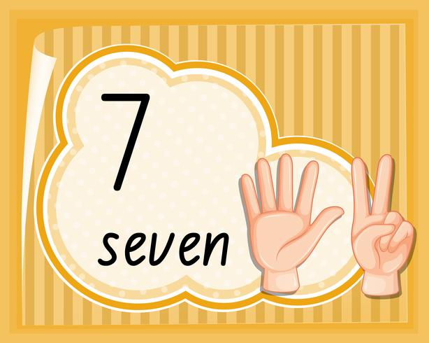 Number seven hand gesture template vector