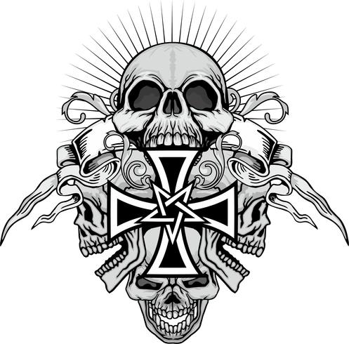 grunge skull coat of arms vector