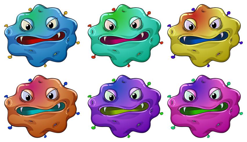 Six head of angry monsters vector