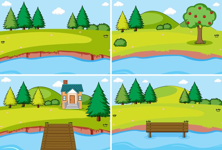 Set of nature landscape vector
