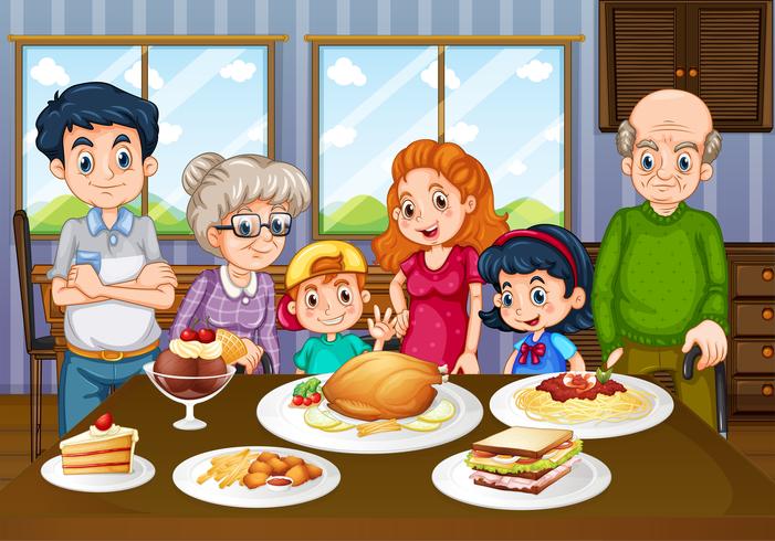 Images Of Cartoon Family Eating Together Clipart