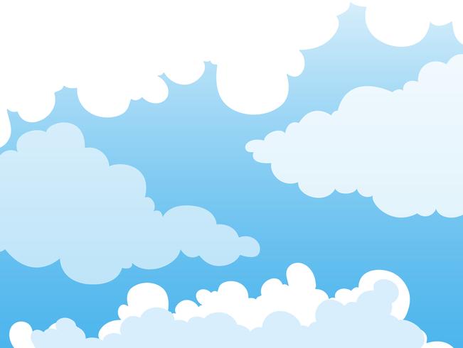 Diseño de fondo con nubes en el cielo azul vector