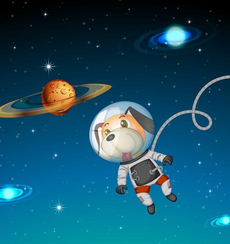 Perro astronauta explorando el espacio. vector