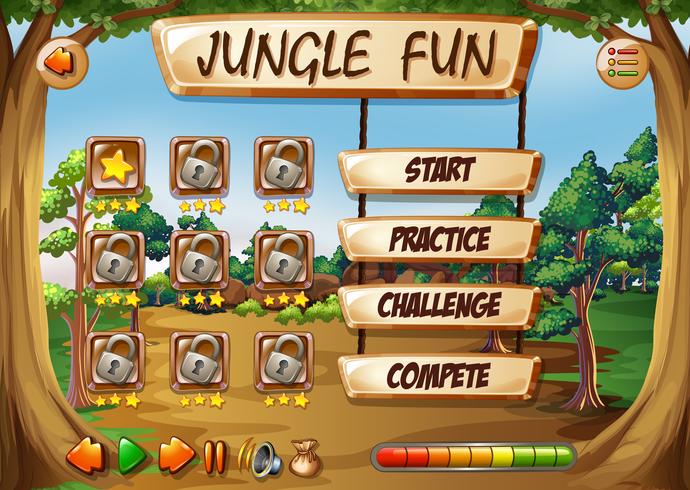 Monkey jungle game template vector