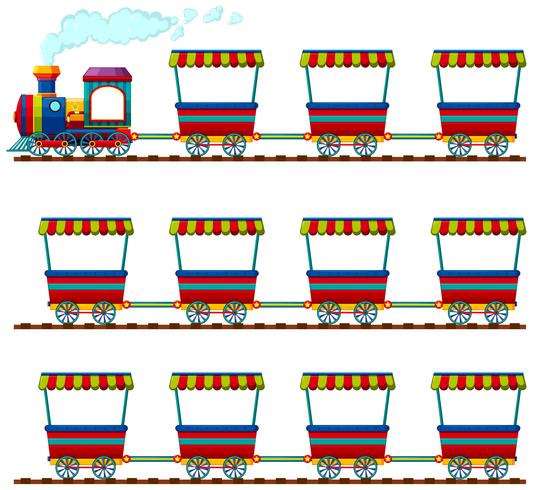 Tren y muchos carros en pista. vector