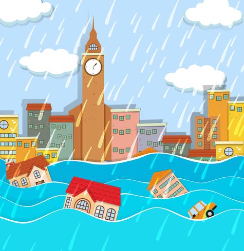 A Flood in Big City vector