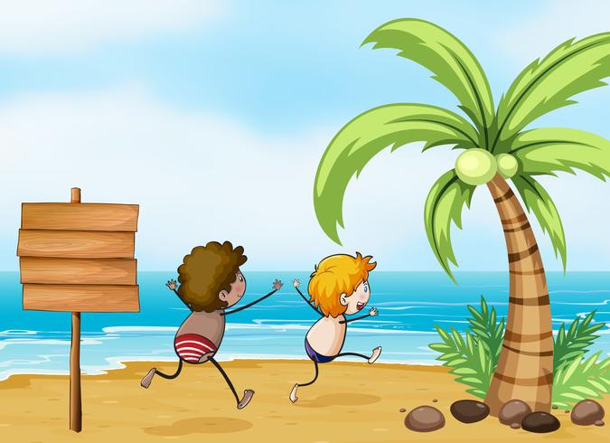 Children having fun at the beach vector