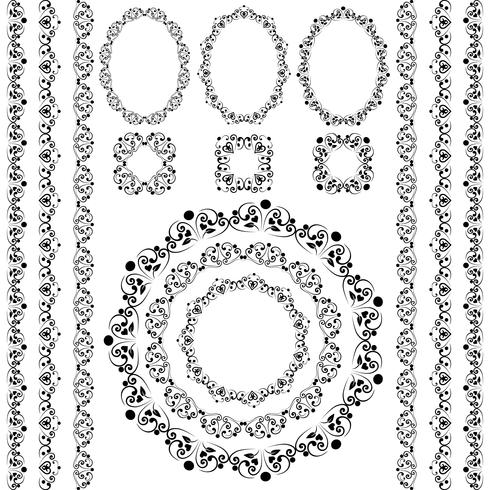 Set collections of vintage lacy borders and frames vector