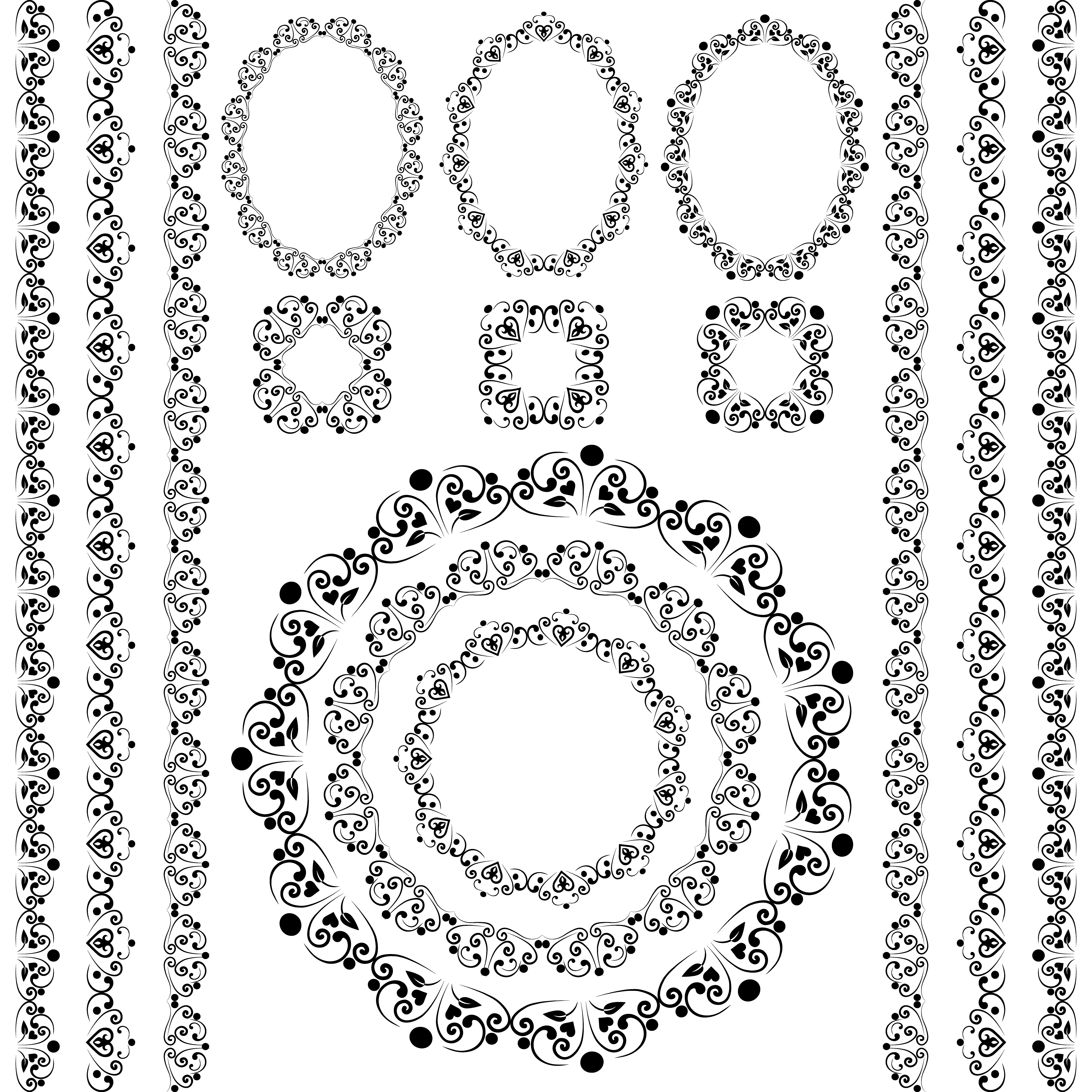 Download Set collections of vintage lacy borders and frames - Download Free Vectors, Clipart Graphics ...