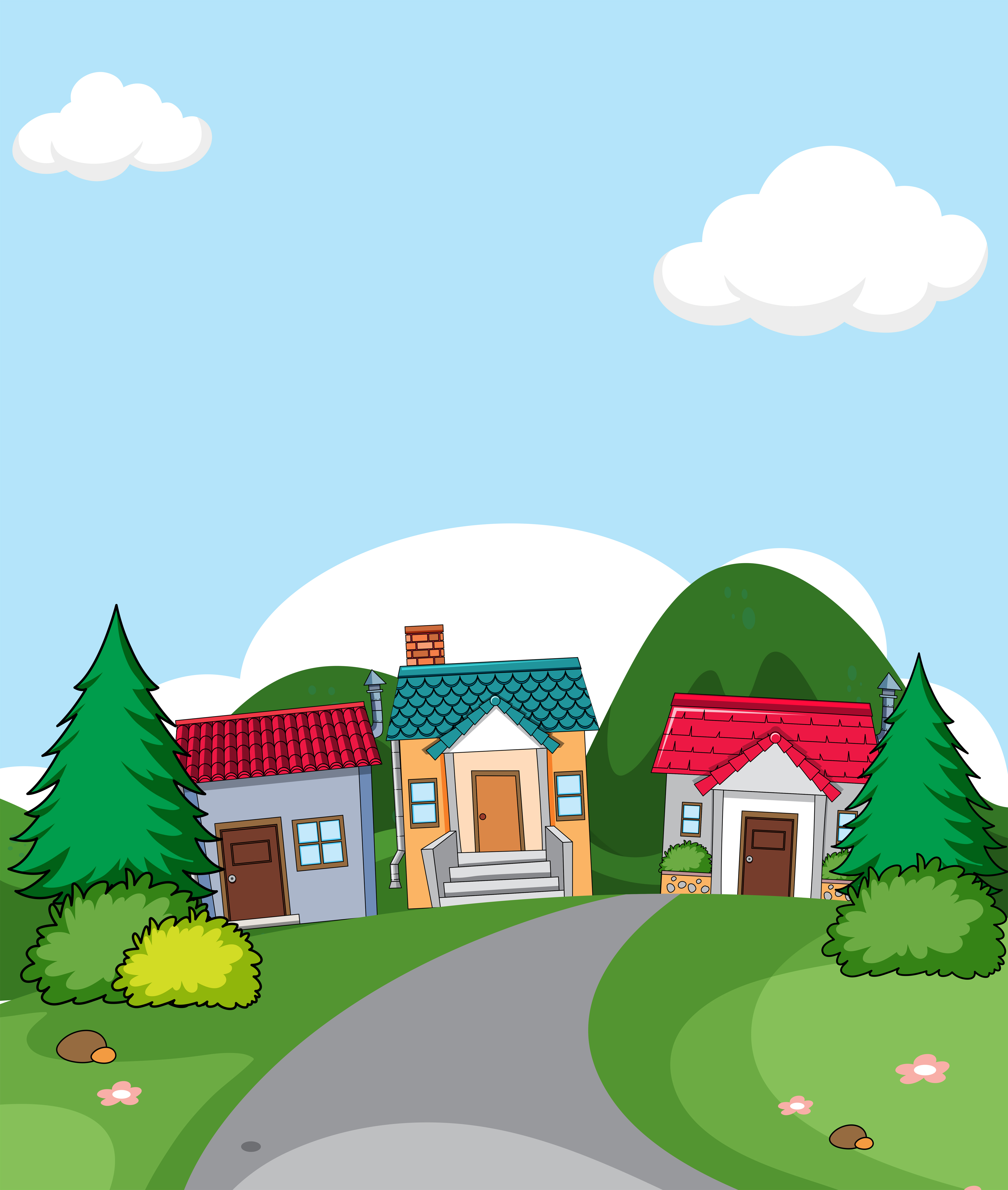 A rural house village scene 417986 Vector Art at Vecteezy