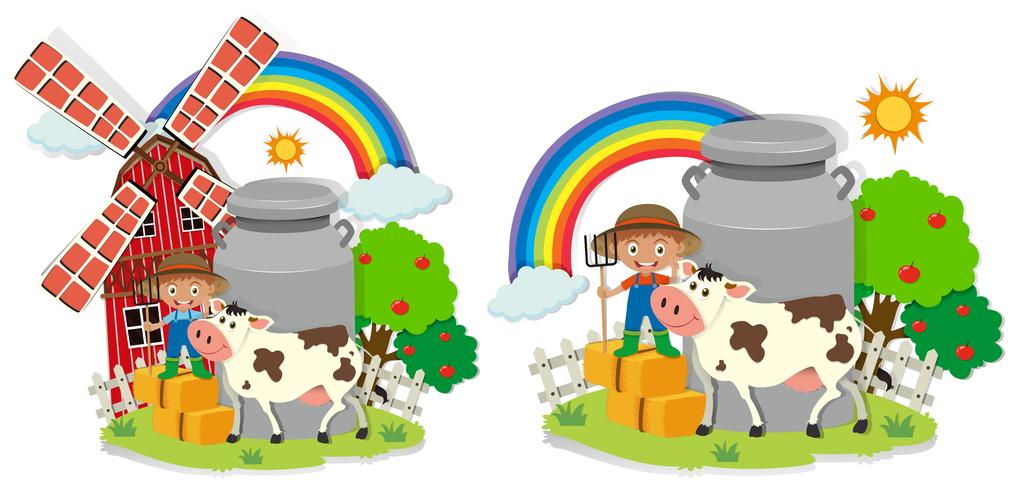 A Set of Happy Farm vector