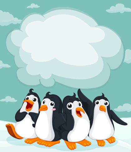 Grupo de pingüinos en el hielo vector